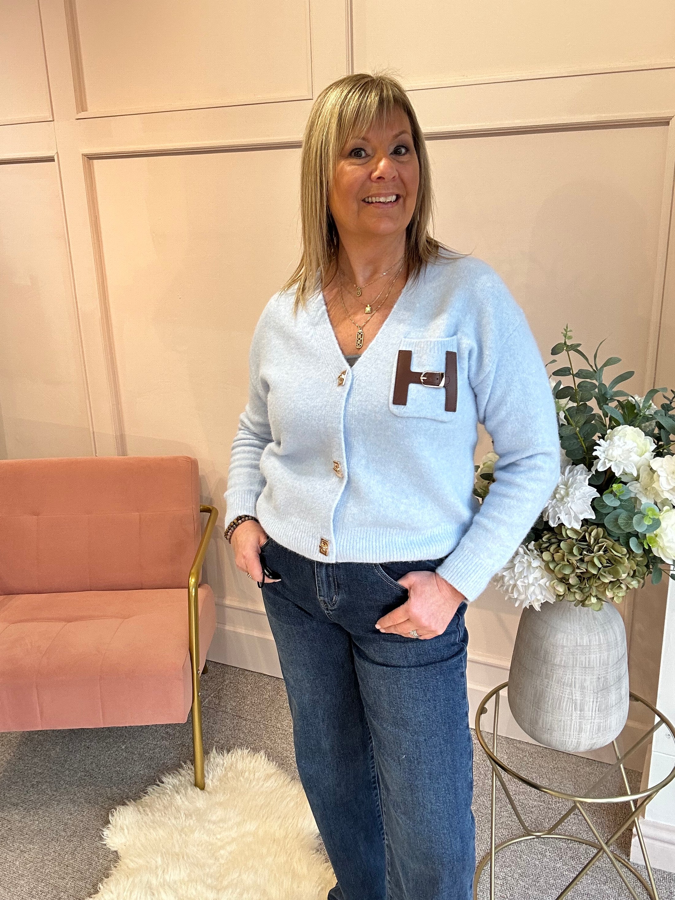 H Cardigan - Pale Blue