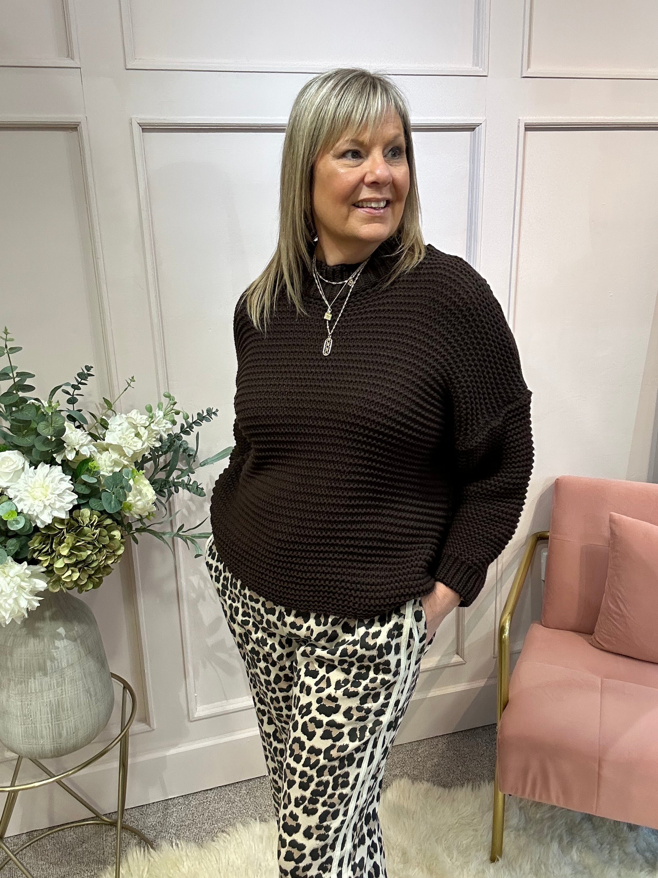 Fisherman Knit Jumper - Brown - Wardrobe By Simone