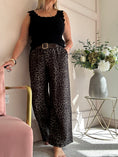 Load image into Gallery viewer, Belted Leopard Wide Pant - Khaki/Black

