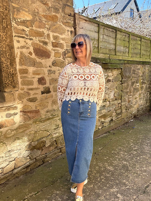 Crochet Summer Jumper - Creamy Beige