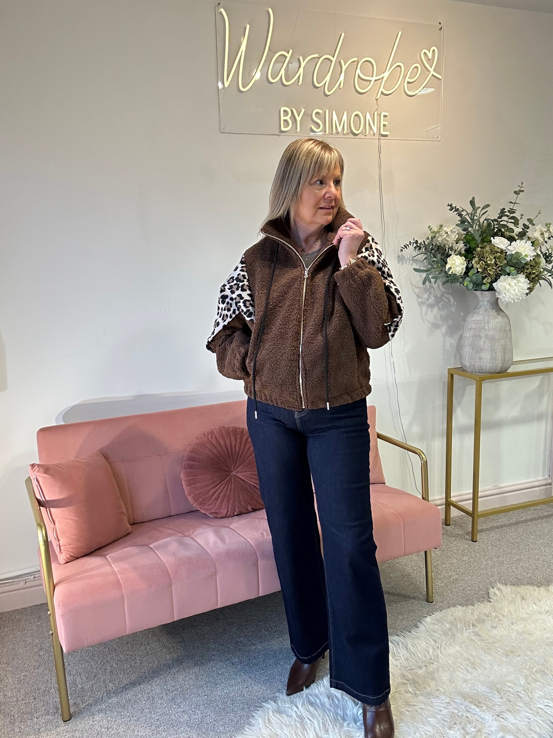 Boucle Jacket - Brown-Leopard