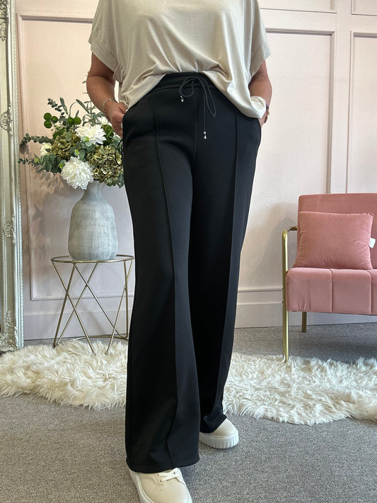 Comfy Wide Leg Lounge Pant - Black - Wardrobe By Simone