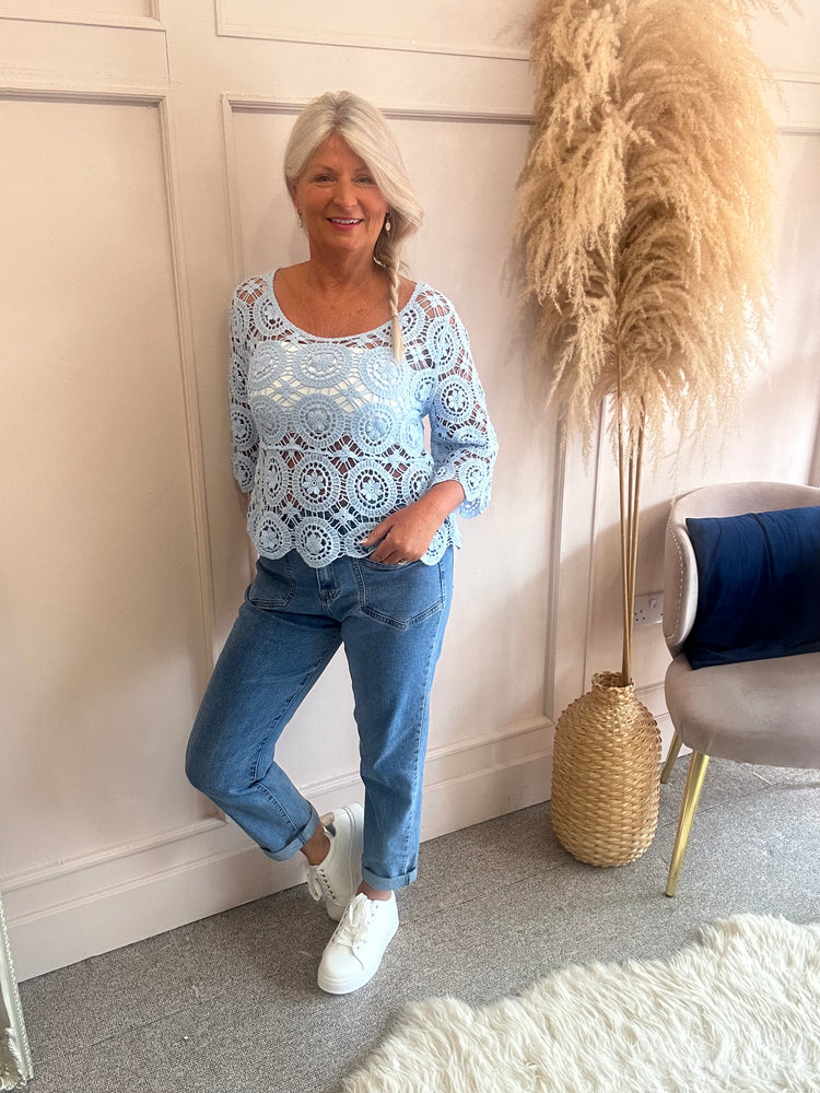 Cute Crochet Little Jumper - Powder Blue