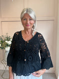 Load image into Gallery viewer, Crochet With Frill Edge Cardigan - Black - Wardrobe By Simone
