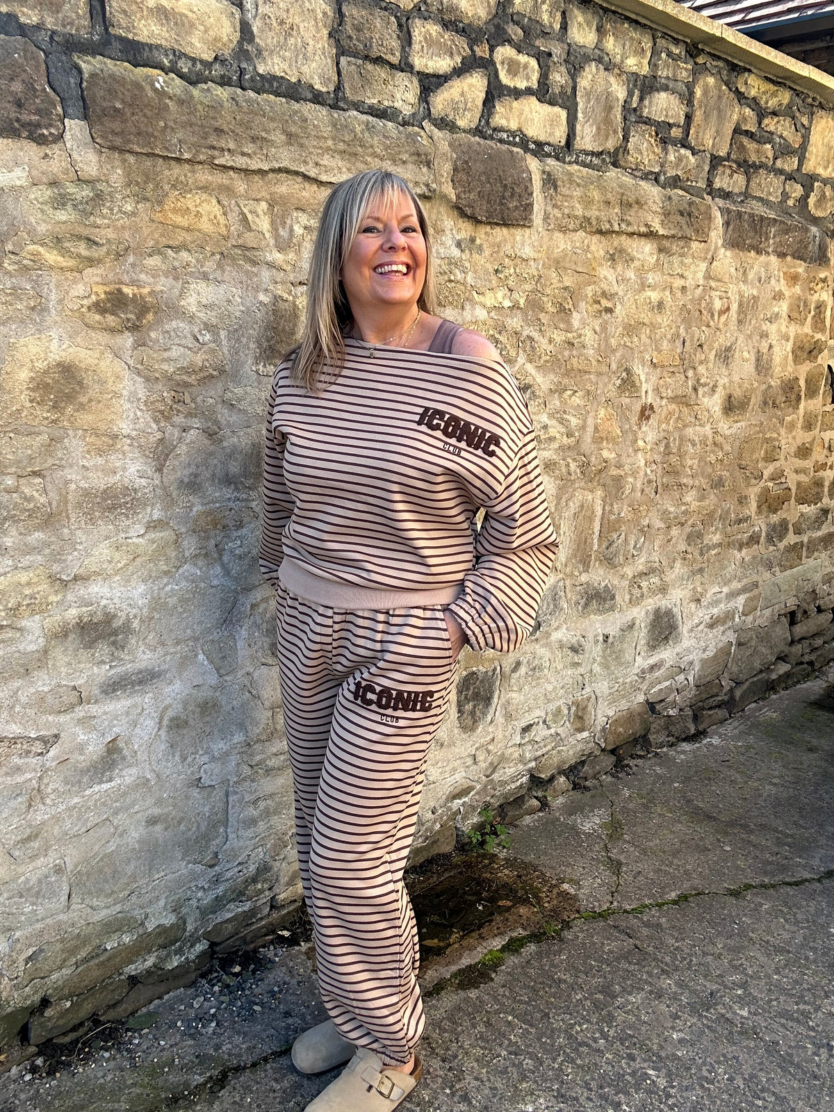 Iconic Stripe Lounge Set - Camel/Brown