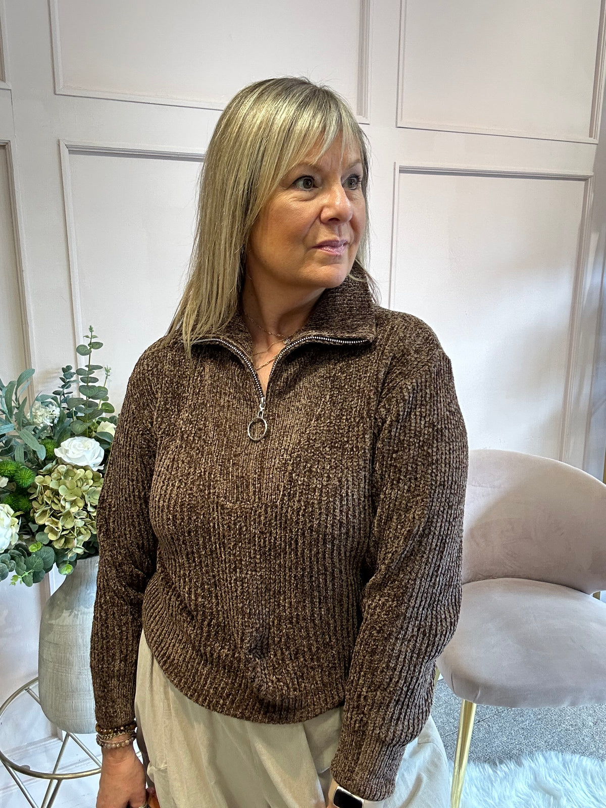 Zip Soft Jumper - Brown