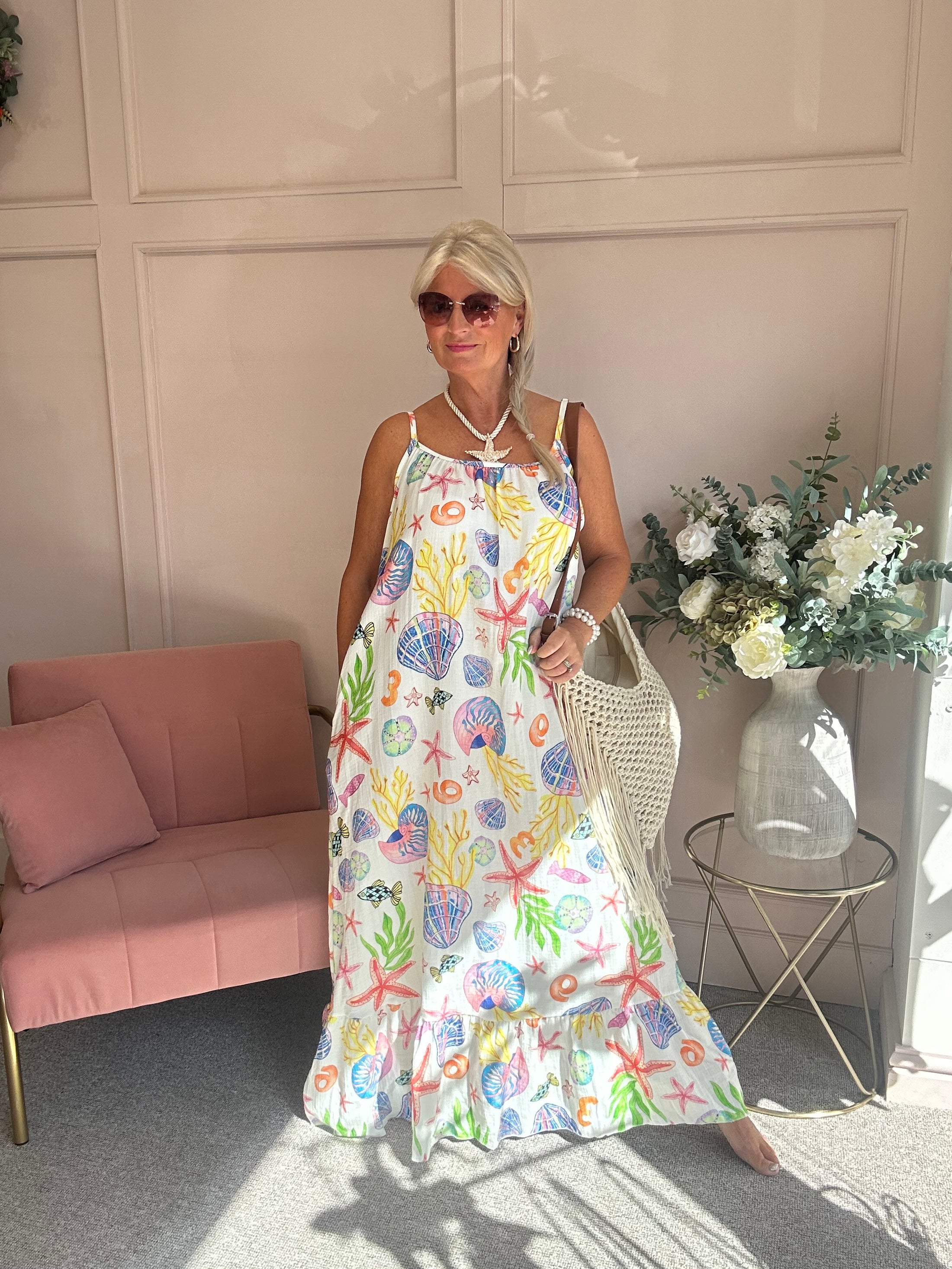 Escape To The seaside Sundress - Cream/Mix - Wardrobe By Simone