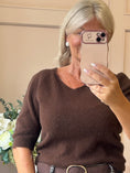 Load image into Gallery viewer, V Neck Short Sleeve Jumper - Chocolate
