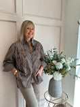 Load image into Gallery viewer, Beads Flowers &  Stripes Shirt - Browns
