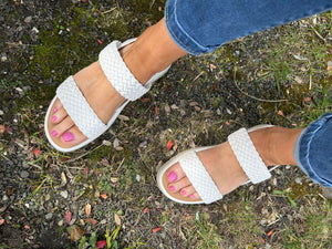 Lottie White Weave Band Sandal - White