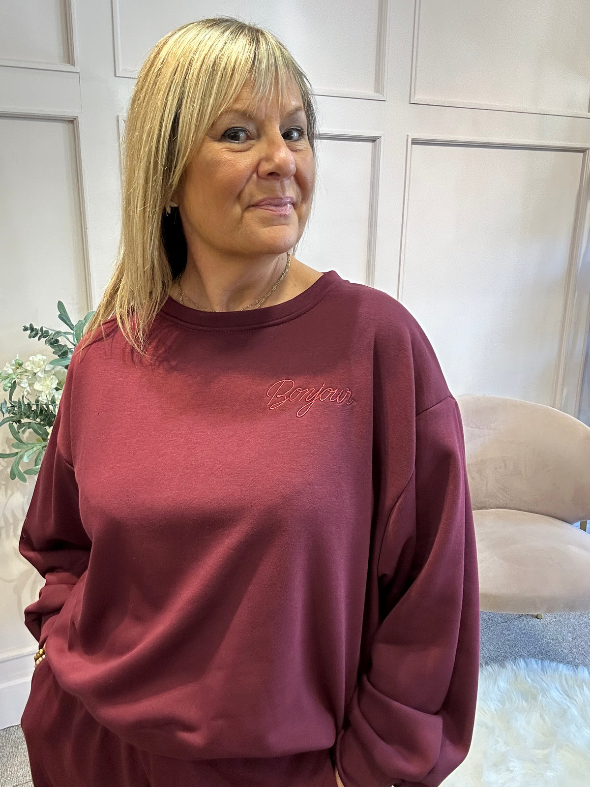 Bonjour Sweatshirt  - Damson