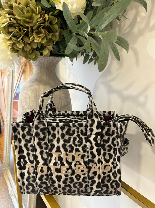 Tote Cheetah Med Bag -  Black/Grey