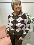 Load image into Gallery viewer, Diamond Pattern Cardigan - Pink/Brown
