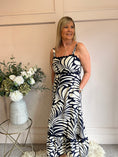 Load image into Gallery viewer, Scalloped Detail Maxi SunDress - Navy/Beige - Wardrobe By Simone
