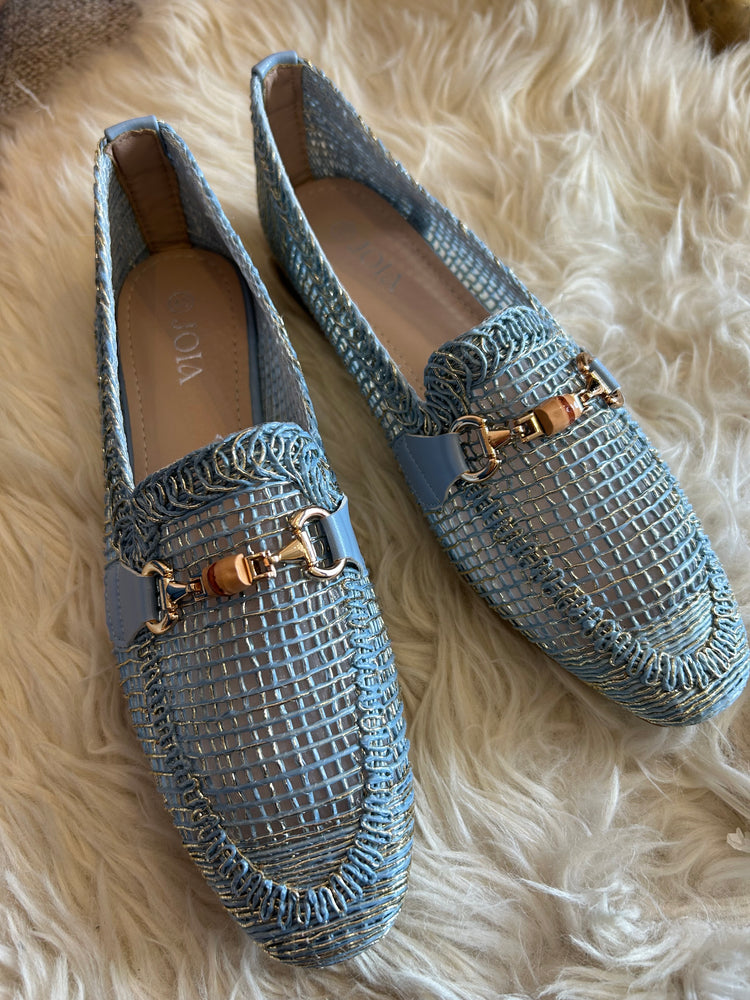 Buckle Detail Weave Loafer - Powder Blue