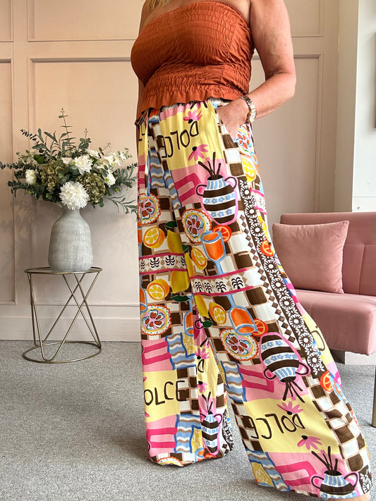 Squeeze of Lemon & Chocolate Pant - Lemon - Wardrobe By Simone