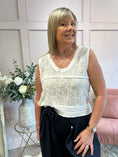 Load image into Gallery viewer, Pearls Beads & Lace Vest Top  - White - Wardrobe By Simone

