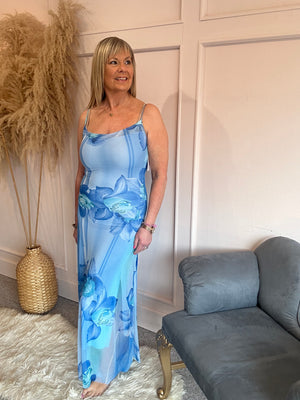 Orchid Bloom Maxi Sundress - Blue