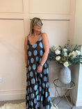 Load image into Gallery viewer, Spotty Dotty Pleated Maxi Sundress- Brown/Blue
