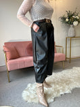 Load image into Gallery viewer, Faux Leather Wide Leg Trouser - Black
