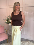 Load image into Gallery viewer, Scalloped Edged Vest Top - Brown
