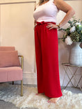 Load image into Gallery viewer, Tie Belt Wide Pant - Red - Wardrobe By Simone
