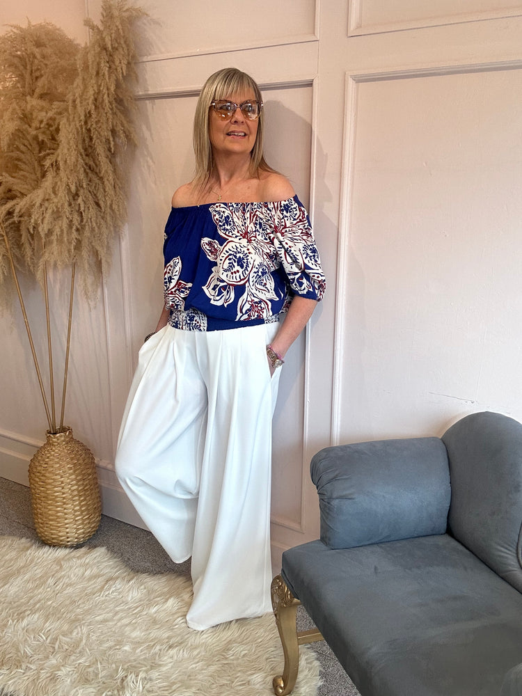 Bardo Top - Electric Blue/Cream