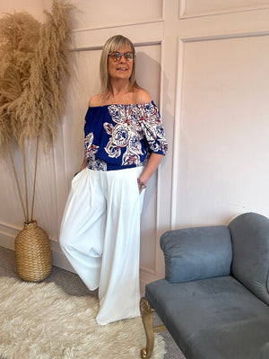 Bardo Top - Electric Blue/Cream