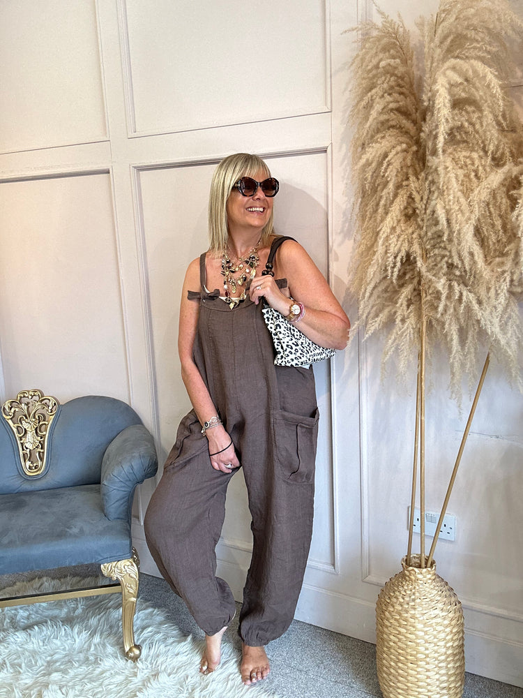Linen dungarees - Brown - Wardrobe By Simone