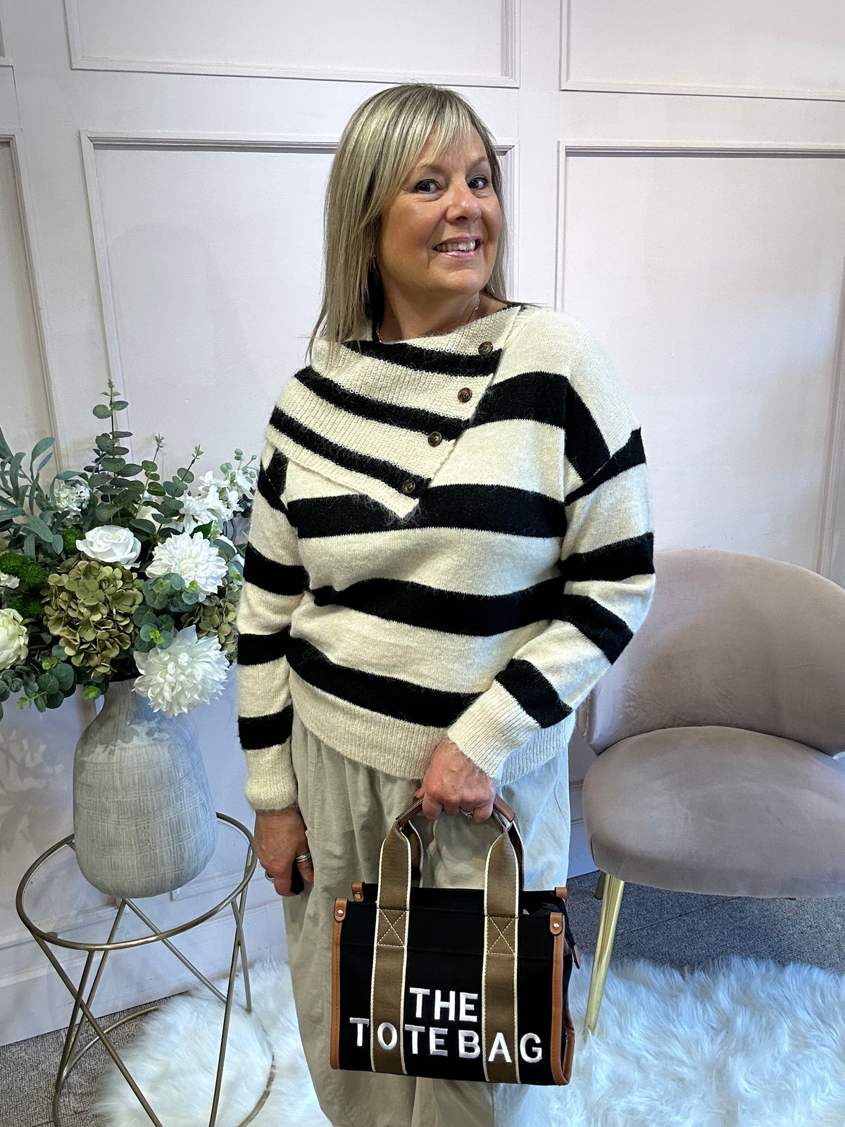 Bold Stripe Jumper - Cream/Black