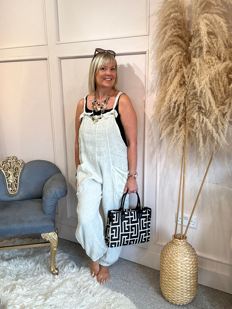 Linen dungarees - Beige - Wardrobe By Simone