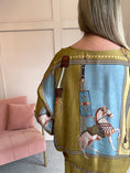 Load image into Gallery viewer, Horse & Bridle Silk Top - Mustard/Blue - Wardrobe By Simone
