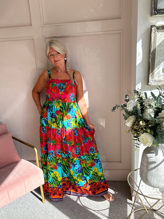 Tropical Vibes Maxi Dress - Multi Colour - Wardrobe By Simone