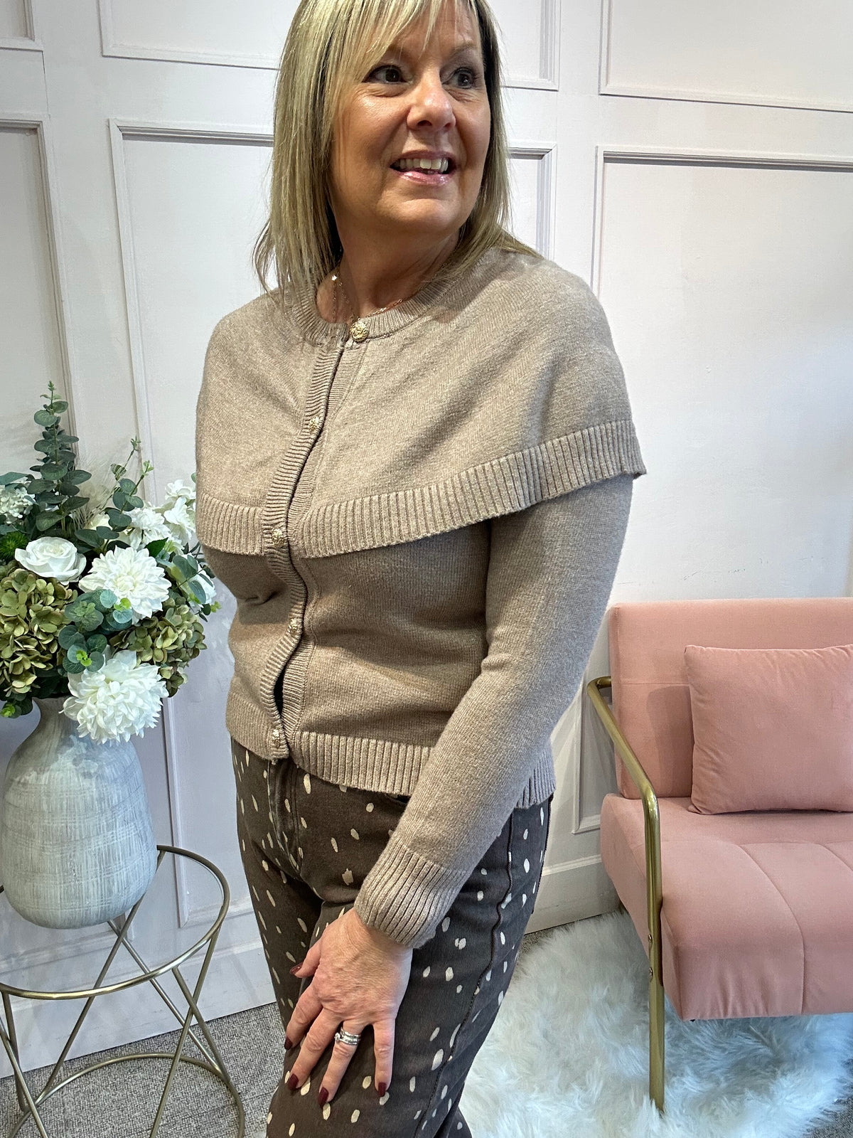 Cape Style Cardigan - Caramel