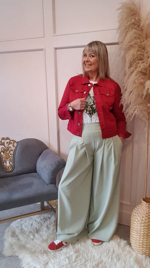 Denim Jacket - Raspberry - Wardrobe By Simone