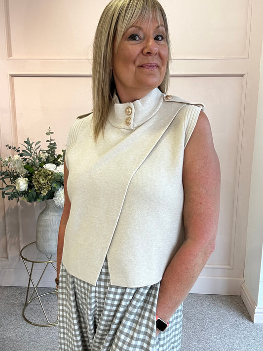 Cross Over Tank Top - Cream - Wardrobe By Simone