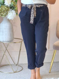 Load image into Gallery viewer, Leopard Tie Pant - Navy
