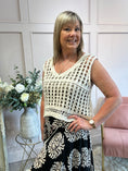 Load image into Gallery viewer, Open Crochet Scoop Neck Top  - Soft Beige - Wardrobe By Simone
