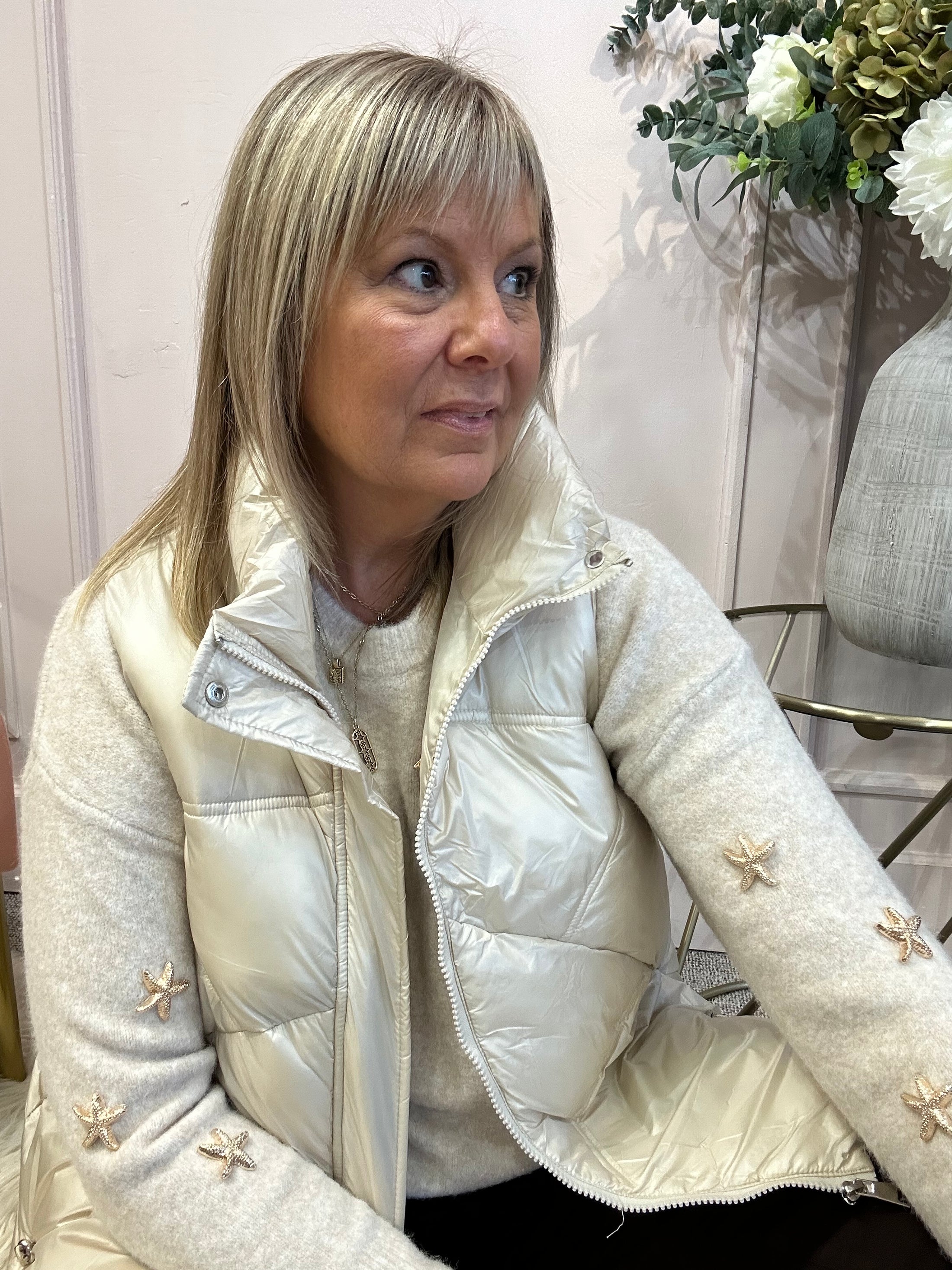 Padded Gilet Jacket - Creamy Champagne