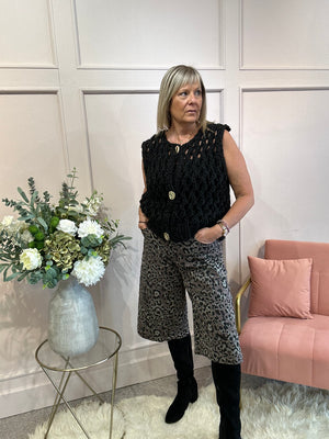 Chunky Knit Waistcoat - Black