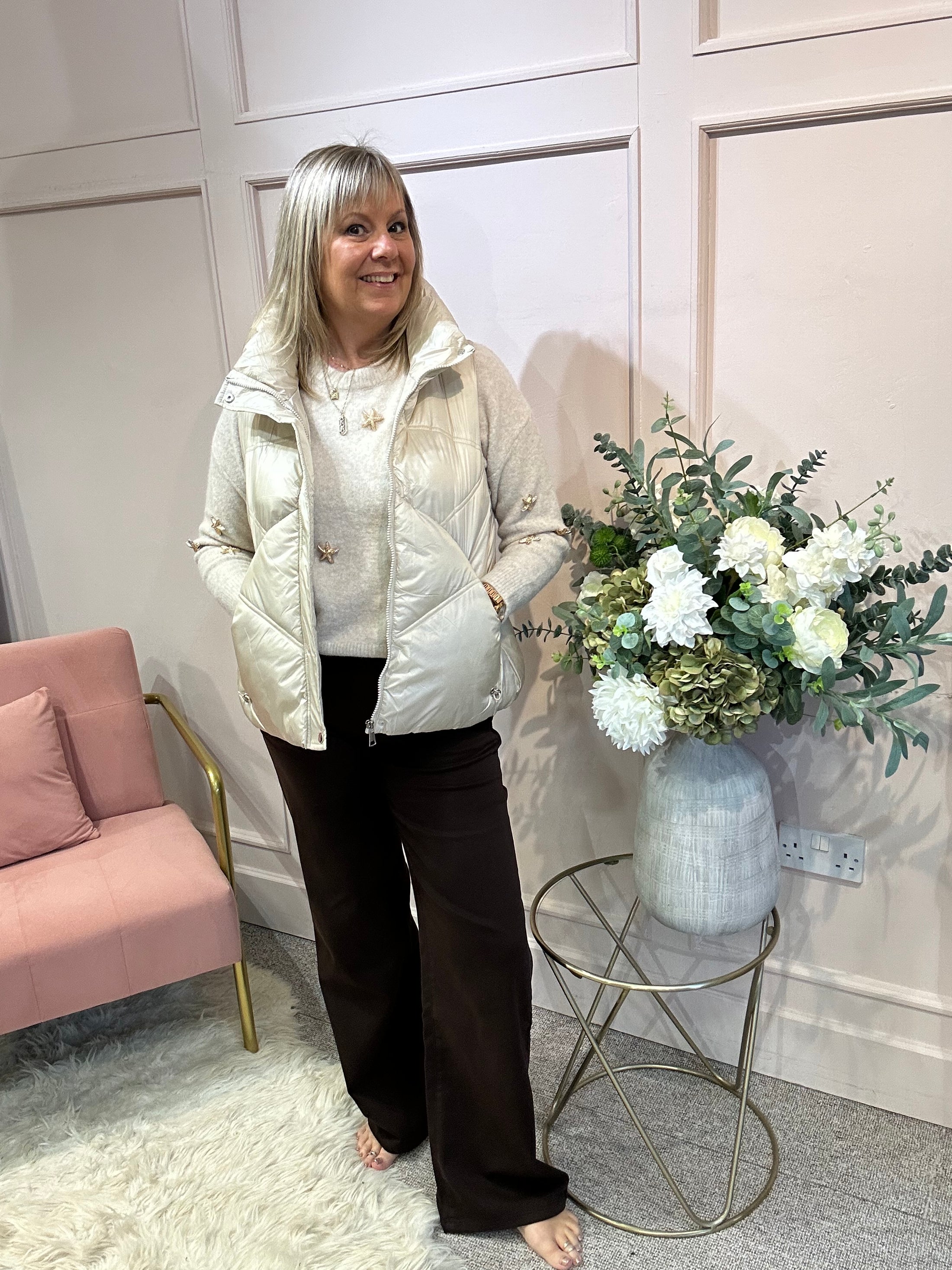 Padded Gilet Jacket - Creamy Champagne