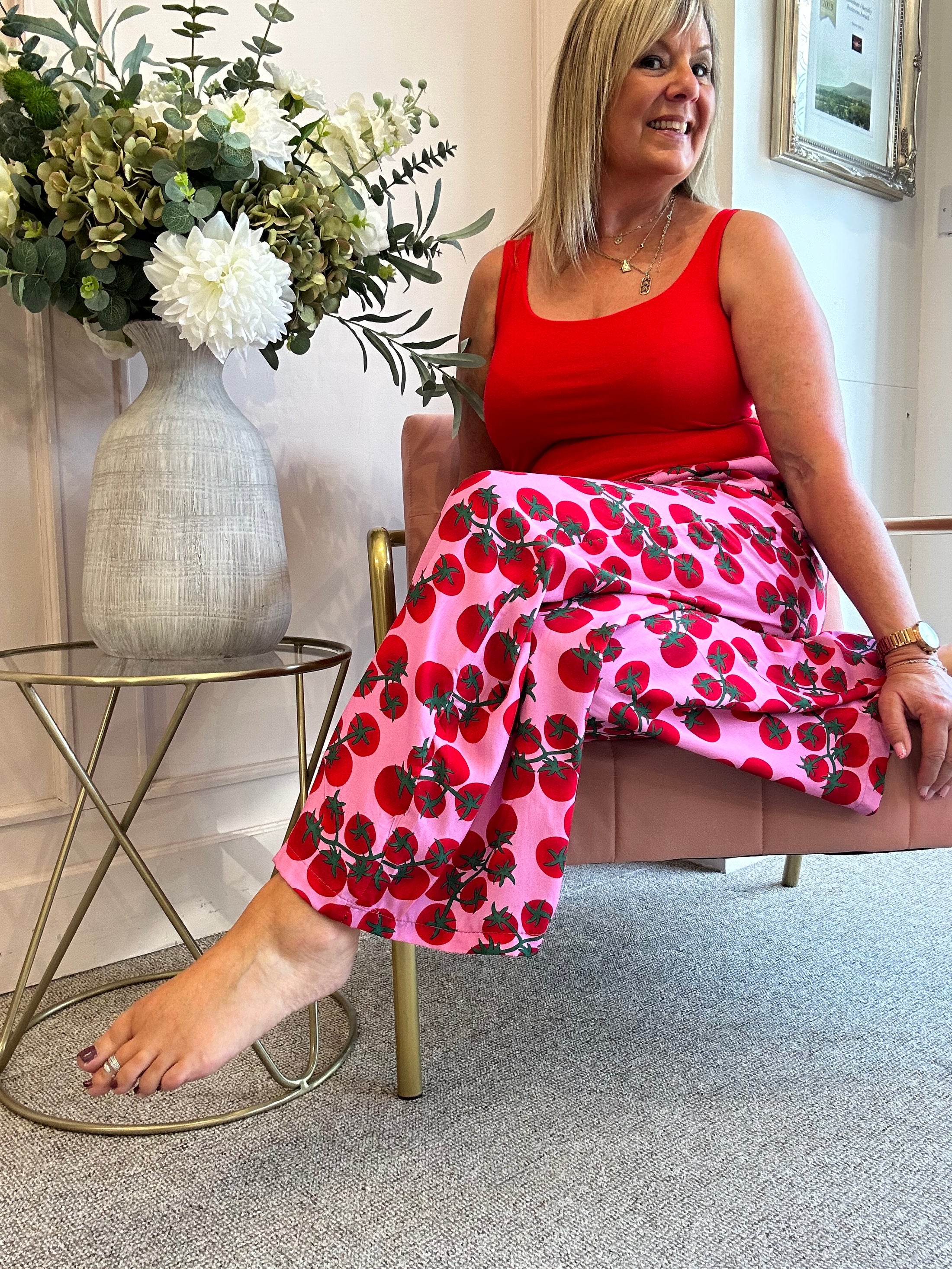 We Love a Tomato Wide Pant - Pink/Red