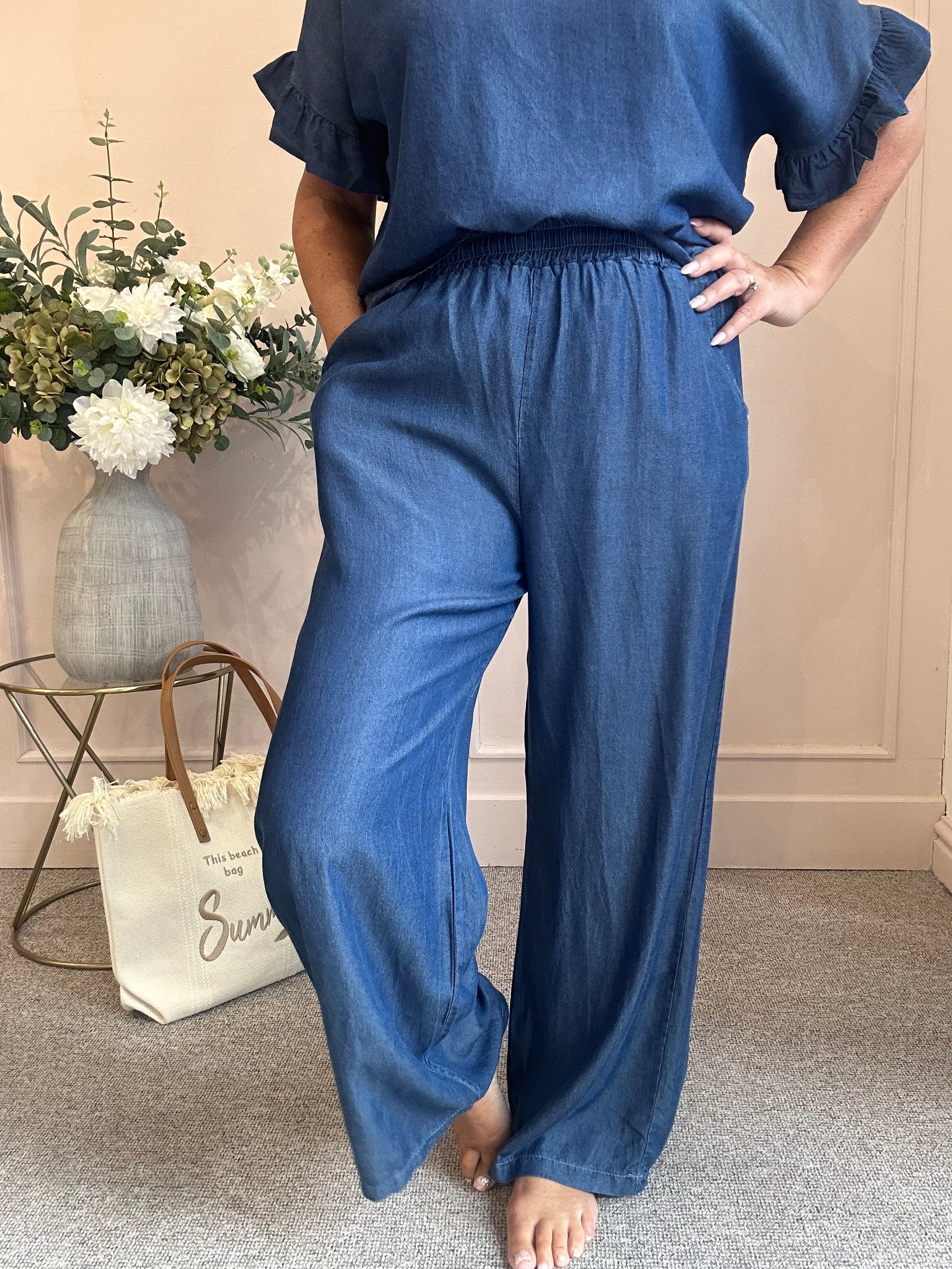Wide Leg Pant - Dark Denim One Size