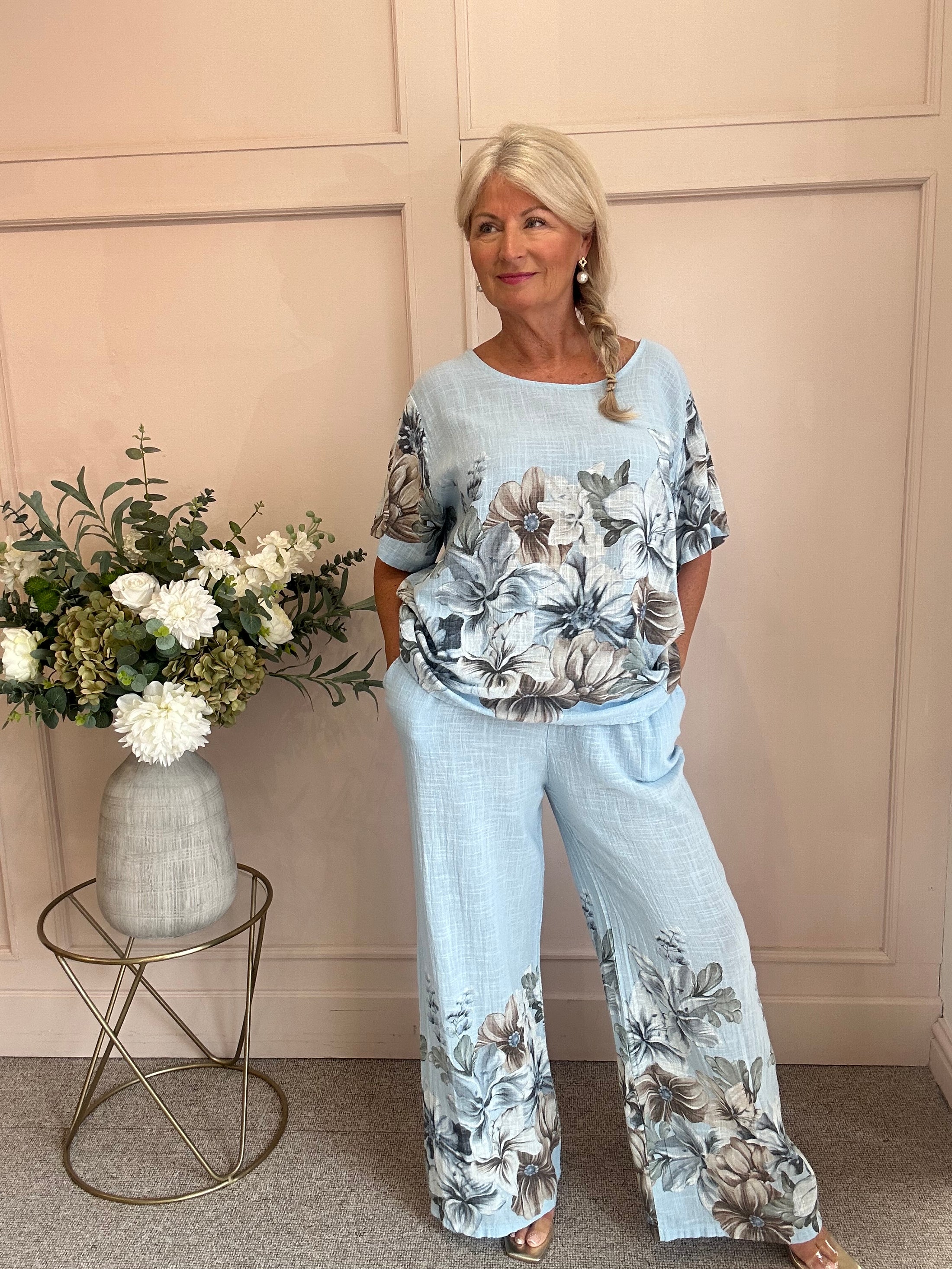 Flower Print Top - Blue