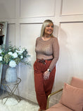 Load image into Gallery viewer, Checked Mesh Top - Terracotta/Cream - Wardrobe By Simone
