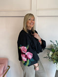 Load image into Gallery viewer, Floral Embroidered Sleeve Shirt - Black
