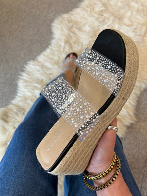 Itsy Bitsy Sparkle Band Wedge - Black/Clear