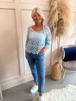 Cute Crochet Little Jumper - Powder Blue