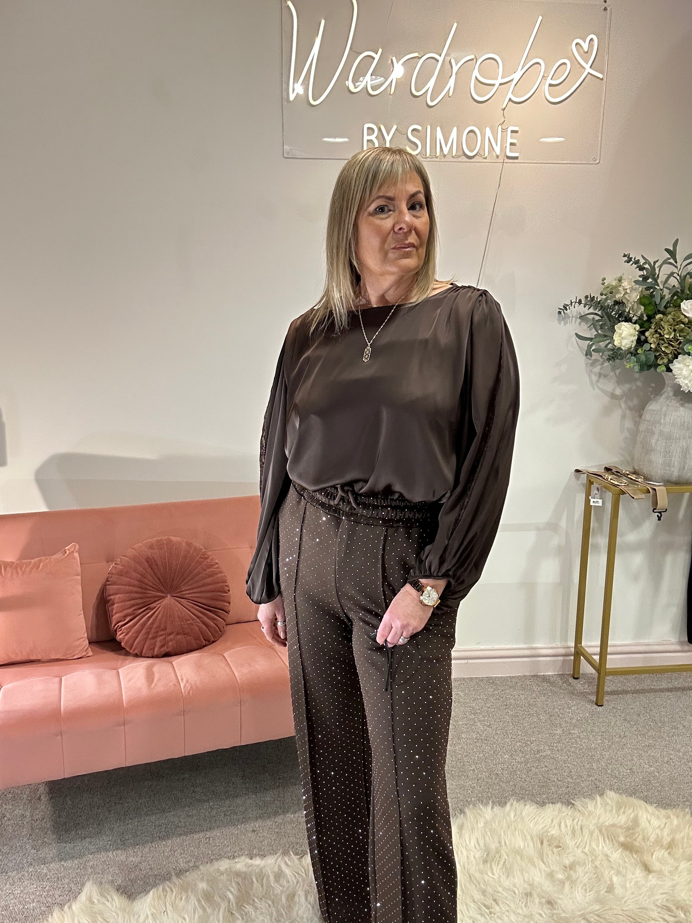 Satin Blouse - Brown