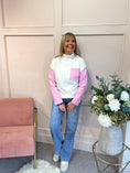 Load image into Gallery viewer, Turtle Neck Jumper -Cream/Pink
